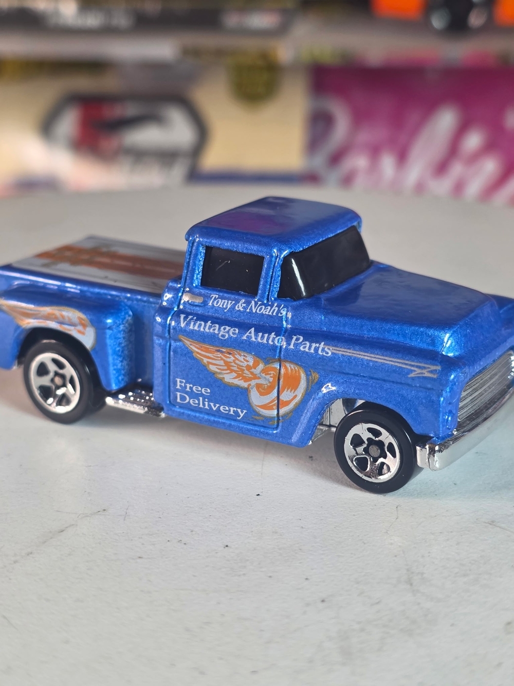 Vintage Auto Parts Blue Toy Pickup Truck - Kids Vehicles
